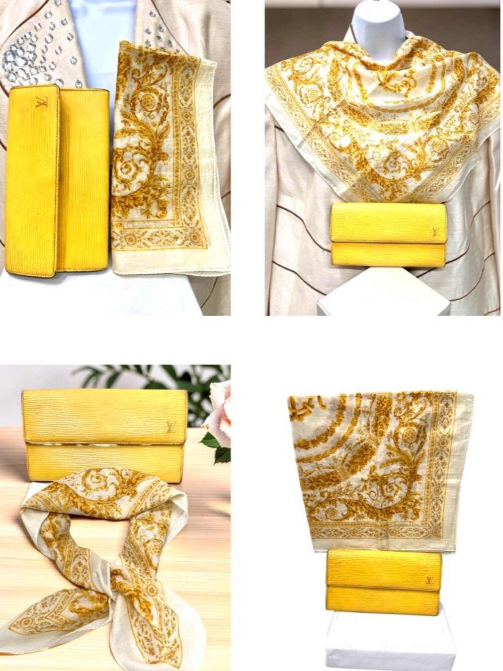 LOUIS VUITTON Epi Sarah Bifold Long Wallet+FREE DiOR Neck-Kerchief 040965(12